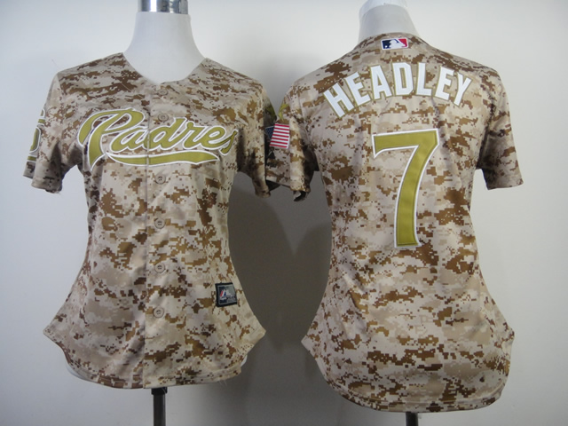 Women San Diego Padres #7 Headley Camo MLB Jerseys